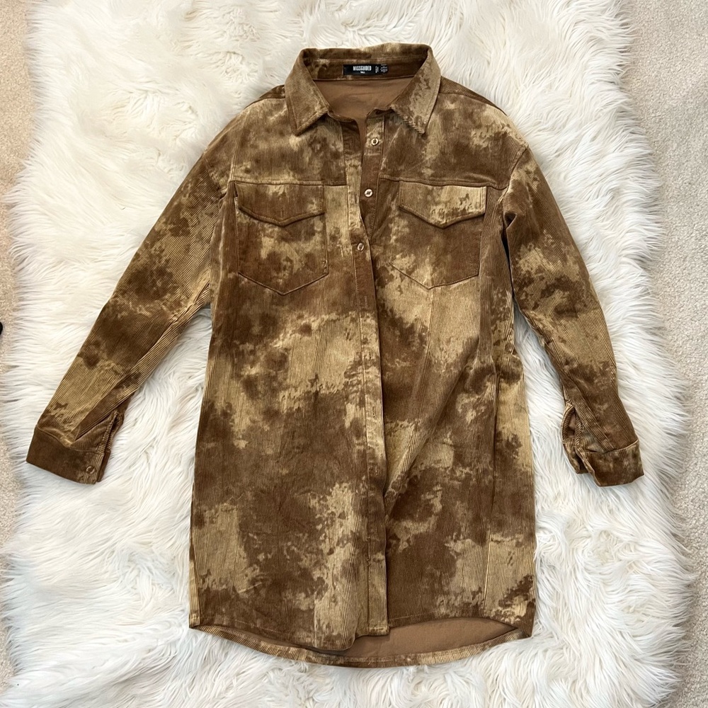 Missguided Tall Brown Acid Wash Shacket Jacket